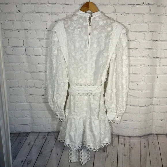 Farm Rio Off-White 3D Flower Pleated Mini Dress 312366 NWT Small - Picture 7 of 11